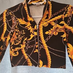 Revamped Black‎ and Gold Rope Pattern Blazer